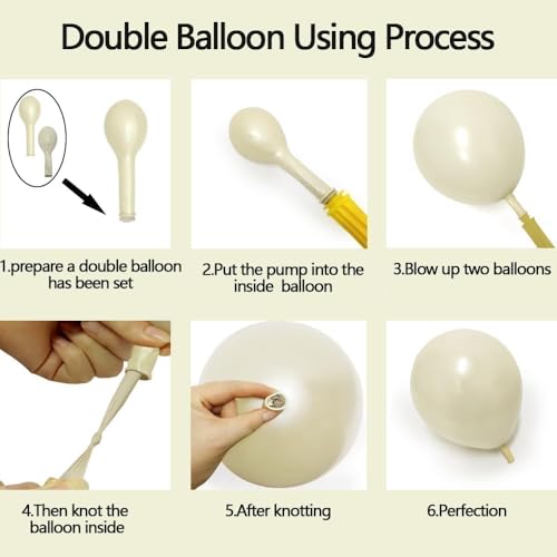 Image of Beige Gold Balloons Double Stuffed Sand White Balloon Garland Pearl White Cream Metallic Gold Balloon Arch Kit for Birthday Wedding Bridal Anniversary Boho Baby Shower Party Decorations