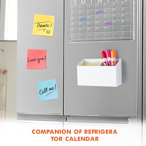Image of BEYGORM Magnetic Dry Erase Marker Holder for Whiteboard & Refrigerator | Non-slip Acrylic Pen Holder for Classroom, Fridge Magnet, Locker Organizer Accessories, Teacher & School Supplies(White)