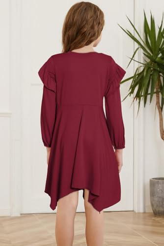 blibean Girls Long Sleeve High Low Dresses Tween Cute Swing Dress Size 6-15 Years4