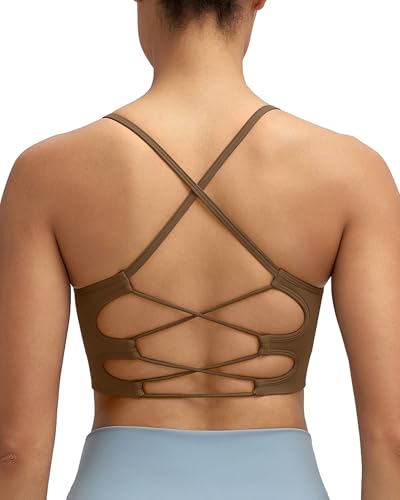 Image of RUNNING GIRL Sports Bras for Women,Sexy Crisscross Back Seamless Supportive Sports Bra Medium Support with Removable Pads