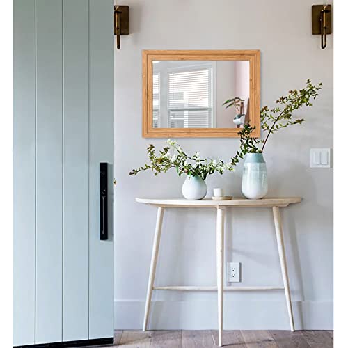 Aazzkang Rustic Mirrors For Wall 20"X16" Rectangle Wood Frame Mirror Farmhouse Bedroom Bathroom Decorative Mirror #TOP4