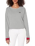 Tommy Hilfiger Damen Jeans Oversized Pullover Flagge Sweatshirt, Stone Grey Heather, M