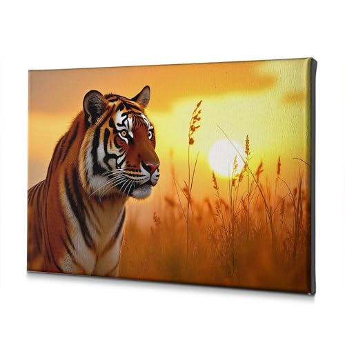 Tableau tigre majestueux coucher du soleil toile salle de bain 40x60 cm
