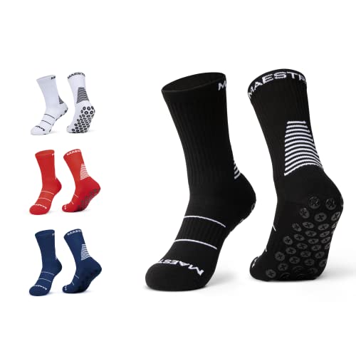 Maestro Grip Socks – Anti-Slip Socks for Men and Women – Soccer, Football, Basketball, Hockey Non-Slip Socks (as1, alpha, l, regular, regular, Black)