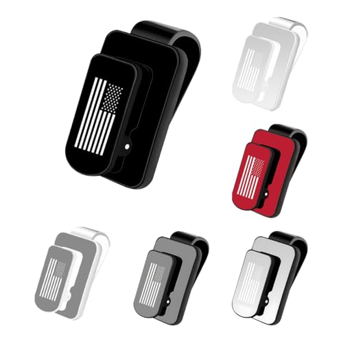 Gasedin Car Visor Sunglasses Holder, Multifunctional US Flag Metal Car Hanger for Glasses and Tickets, Universal Car Personalized Extended Organizer Eyeglass Clip, Car Accessories (Black)