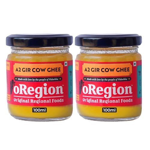 Image of oRegion A2 Pure Gir Cow Desi Ghee | 100% Organic from Grass-Fed Gir Cows | Vedic Bilona Method | Lab Certified (100ml (Pack Of 2))