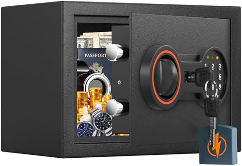 15L Kleiner Möbeltresor mit Zahlenschloss, Tresor Feuerfest Wasserdicht, Sicherheitssafe für Zuhause, Büro, Bargeld, Schmuck, Medikamente – inkl....