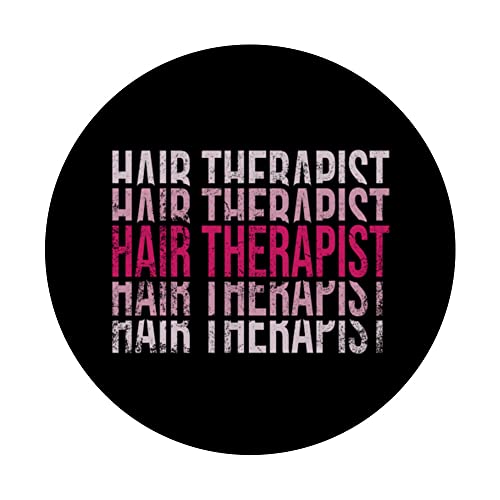 Vintage Hair Therapist Hair Cutter Hair Stylist Hairdresser PopSockets Swappable PopGrip, Black - Image 3