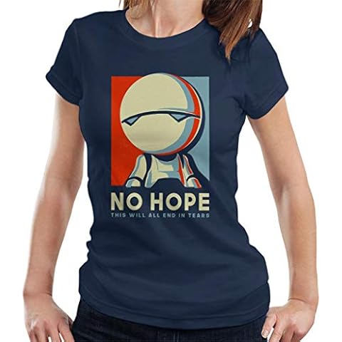 Cloud City 7 Hitchhikers Guide to The Galaxy Marvin The Robot No Hope Women's T-Shirt Navy Blue Cover