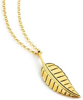 Elegant jewel box DUTY-FREE Women feather necklace in solid Gold 9k, 14k, & 18k, Rose feather pendant, Dainty feather necklace, Feather design Jewelry, Feather charm