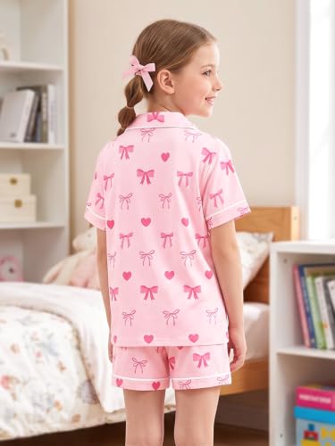 LANKMEI 100% Cotton Womens Short Sleeve Pajama Sets, Pink Bow, XX-Large - image 4