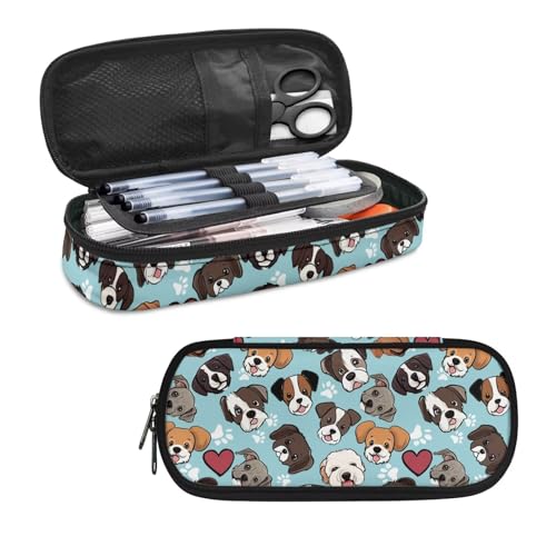 Image of Puppy Dog Pencil Case for Kids Girls Boys School Pencil Pouch Washable Pen Bag Portable Pen Holder Box Storage Organzier with Separate Compartments