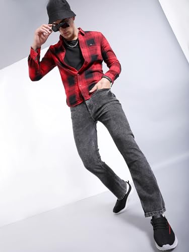 Image of The Indian Garage Co Men Bootcut Solid Mid-Rise Stretchable Jeans