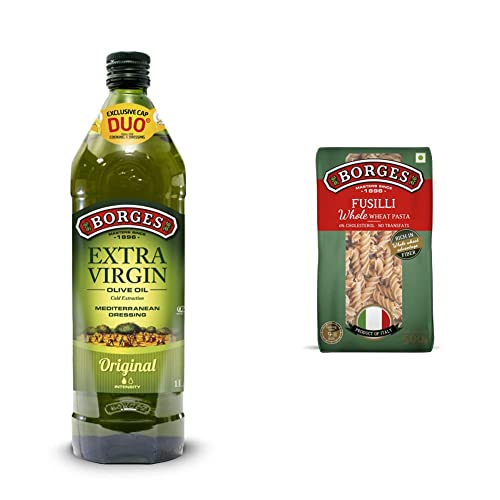 Image of Borges Extra Virgin Olive Oil -1L Glass + Borges Whole Wheat Fusilli Pasta, 500g