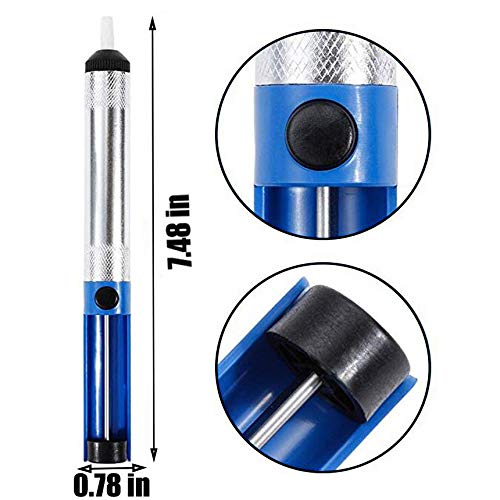 Galapagoz 2Pcs Aluminum Desoldering Pump Solder Sucker Soldering Remover Tin Iron Suction Removal Tool Blue Silver US