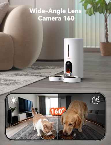 Image of WOPET Automatic Cat Feeder with Camera for Two Cats, 6L Automatic Dog Feeder with HD Video and Night Vision, 5G /2.4G WiFi Pet Feeder for Cats & Dogs, SD Card Storage & 2-Way Audio