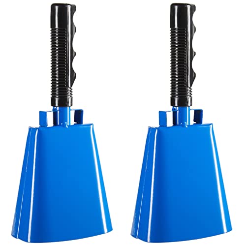 Blue Panda Cowbells for Sporting Events - 9.5-Inch Blue Cowbell with Handle, Pack of 2 - Sports Noise Makers for Football & Soccer by BLUE PANDA - Used condition - US$12.64