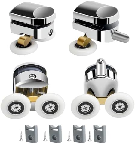 Lot De 4 Roulettes Doubles Pour Porte De Douche-25 Mm-Pour Porte De Douche 25 Mm Pour Porte De Douche Longue Duree De Vie Portes En Verre Dune Epaisseur Denviron 3 A 6 Mm 78129968