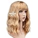 AGPTEK Wig, Synthetic Wig for Women Wavy, Colored Realistic Wig with Bangs, Great for Party, Cosplay, Daily-Use and Festivals (Blonde 13.7inch)