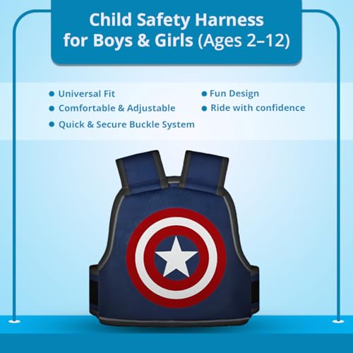 Image of Tony Stark Kids Safety Belt for Two Wheeler with Reflective Strips, Portable Seat Belt Children Motorcycle Harness for Motorcycle Bike, Adjustable Safety Harness for Boys Girls (Star Blaze)