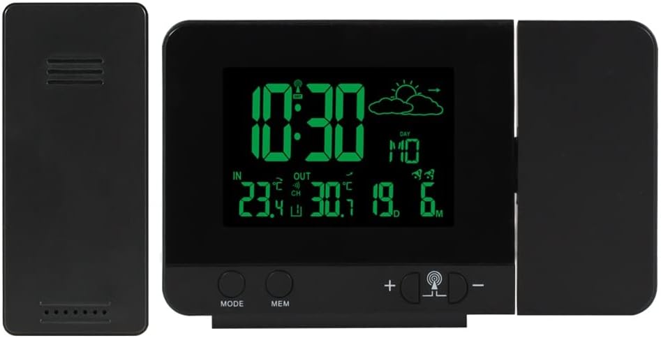 Projection Alarm Clock Digital Watch Calendar Thermometer Weather Forecast 8 Color Display Electronic (D