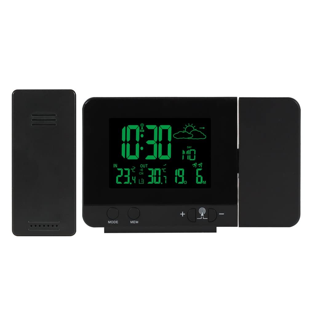 UOHLCX HBJWOV Projection Alarm Clock Digital Watch Calendar Thermometer Weather Forecast 8 Color Display Electronic