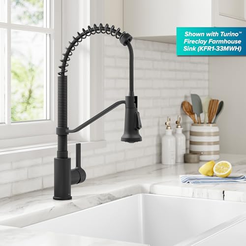 Image of KRAUS Britt Commercial Style 2-Function Single Handle Pull Down Kitchen Faucet in Matte Black, KPF-1693MB