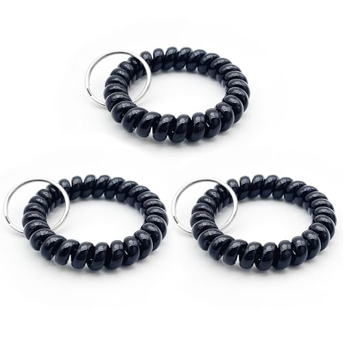 Image of TENOC Spiral Coil Keychain, Anti-lost Key Chain Holder Lanyard Cord for Sauna Outdoor Sports and Gym Pool