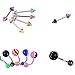 Ammzzoo111_Navel nail Stainless Steel Belly Button Navel Piercing Stud, Fashion Unisex Multicolor Body Piercing Eyebrow Jewelry Belly Tongue Bar Ring - 105pcs Mixed Random Style