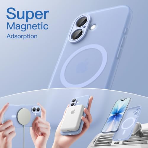Image of JETech Magnetic Matte Case for iPhone 17, Mist Blue | Compatible with MagSafe, Translucent Frosted Soft TPU Cover, Anti-Yellowing, Anti-Fingerprint, Shockproof