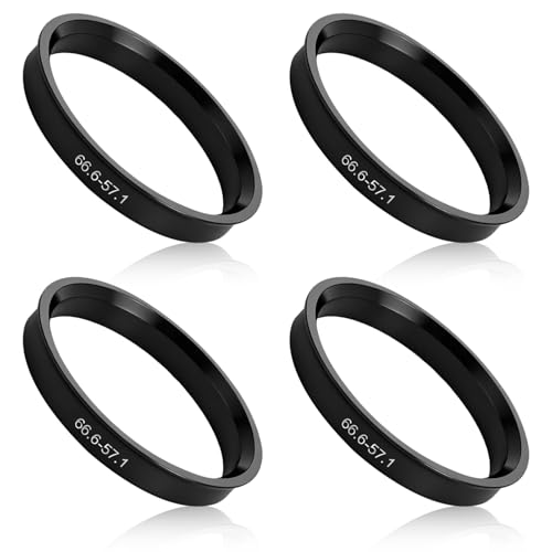 VAGCARS Anelli di centraggio per mozzi auto, da 66,6 mm a 57,1 mm, 4 pezzi, in plastica, per cerchi in lega/acciaio, mozzi ammortizzanti per ridurre le vibrazioni e comfort di guida
