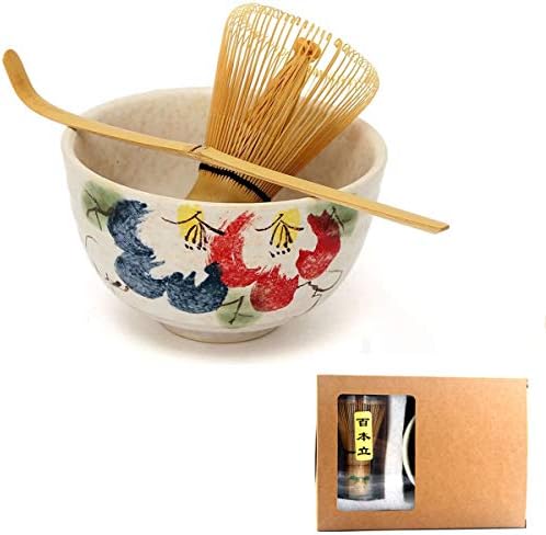 Complete Start Up Matcha Tea Kit - Retro Japanese Natural Bamboo Matcha Whisk ( Chasen ) - Scoop - Matcha Bowl - Whisk Holder - Ceremony Matcha tea Sets