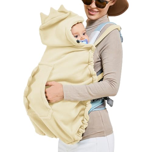 Baby Carrier Cover Stroller Cover Newborn Hooded Stretchy Cloak Soft Kangaroo Hoodie for Mom Baby Suit for All Seasons (Ivory)