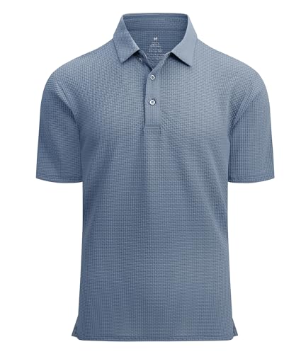 Alex Vando Mens Bubble Jacquard Polo Shirt Super Stretch Short Sleeve Polo Shirts for Men