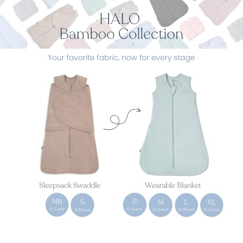 Image of HALO SleepSack SuperSoft Swaddle, Cozy Bamboo Viscose, 3-Way Adjustable Swaddle, 2 Way Zipper, 2 TOG