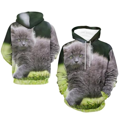 Pull chaton UMENG unisexe pour un sweat à capuche doux et chaud en taille S