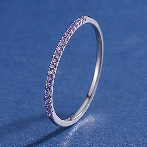 Luolife 1Mm Sterling Silver Knuckle Rings Cute Purple Diamond Stacking Ring Chirstmas Thanksgiving Valentine'S Day Gifts Jewelry For Friend Women Size 8 thumb #5