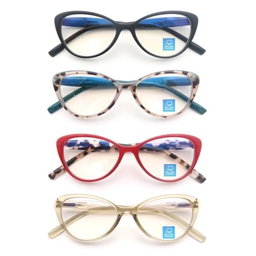 MODFANS Un Pack de 4 Gafas de Lectura Mujeres Anti Luz Azul,Lente Clara,Vision Clara - Ligeras Comodas,Colores Mezclados