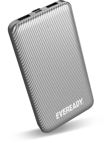 EVEREADY - Batterie Externe 10000 mAh + Câble USB-A/Micro-USB - Batterie Externe Téléphone - Argenté