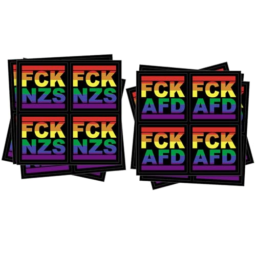 JAXICREY 100x FCK AFD + 100x FCK NZS Sticker 200 Stück Farbige Aufkleber Antifa Politische Gegen Rechts Sticker Anti AFD Aufkleber Set FCK Linke Wasserfeste Vinyl für Autos LKWs Vans SUVs Laptops
