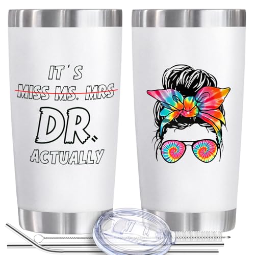 EchoMaven Phd Graduation Gifts for Daughter, Graduation Gifts for Her Women, 20oz Stainless Steel Insulated Tumbler with Lid Straws, It's Miss Ms Mrs Dr Actually, Doctorate Degree Present