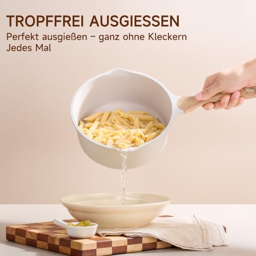 JEETEE Töpfe Set 23-teilig, Antihaft Pfannenset Induktion, Beige – Ansicht 6