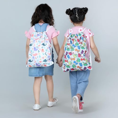 Image of Drawstring Bag For Kids, Soft Fabric, Swimming, Waterproof, Tuition, School Beach Dipper Bags 4-10 Years Girls & Boys