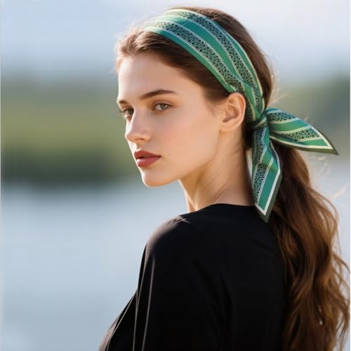 4PCS Long Silk Head Hair Neck Belt Bag Scarf Scarves With Ring Clip Buckle For Women2