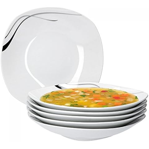 Van Well 6er Set Suppenteller Silver Night Cover