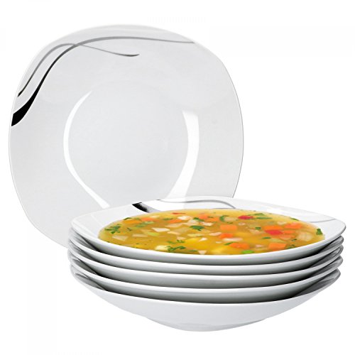 Van Well 6er Set Suppenteller Silver Night, Menü-Teller tief, 450 ml,...