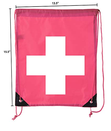 Image of Mato & Hash First Aid Backpack Drawstring Medical Bag for Emergencies or Epi Pen & Medicine - 10PK Pink CA2500FirstAid S5