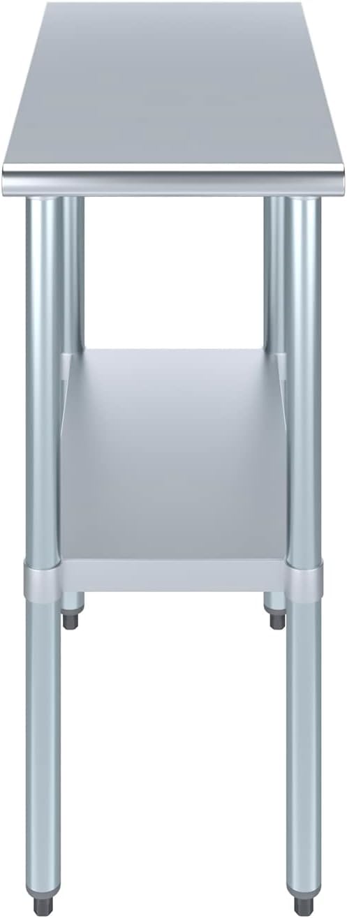 Express KitchQuip NSF Certified Heavy Duty Stainless Steel Prep Table for Home & Commercial Use with Galvanized Shelf, Legs, & Optional Wheels