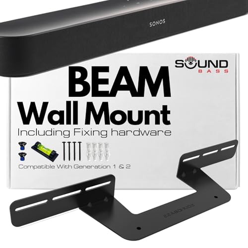 Sound Bass Soundbar Mount for Sonos Beam Compatible with Generation 1 & 2 Sonos Beam Sound Bar Includes All Necessary Mounting Hardware Mounts Bracket Black
