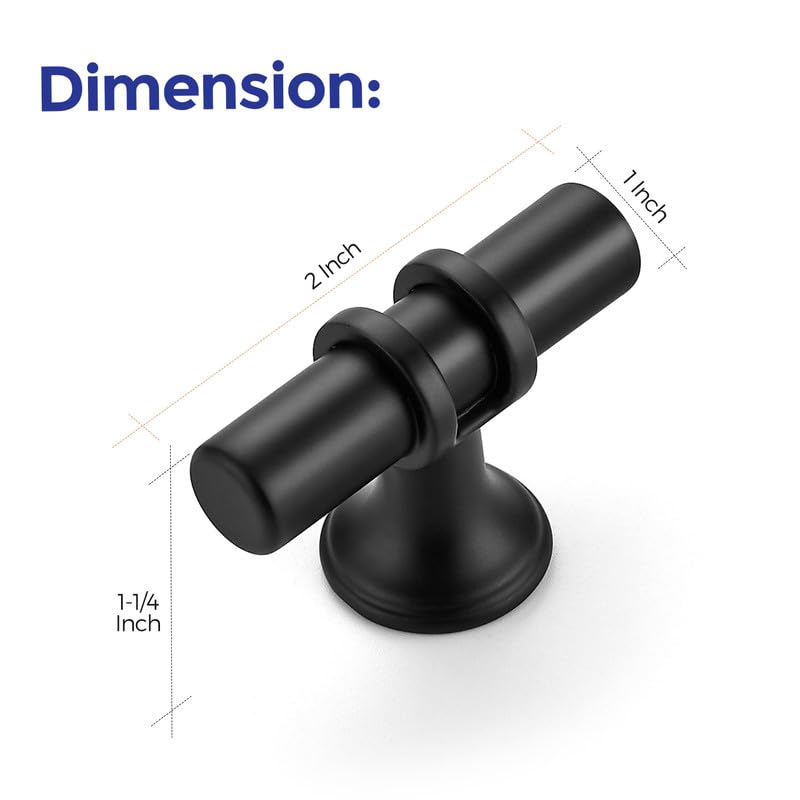 Image of Ravinte 15 Pack Single Hole Cabinet Pulls Kitchen Cupboard Handles with Round Base Matte Black Drawer Pulls Cabinet Handles 2 inch Length
